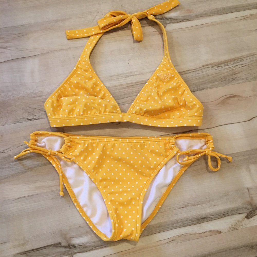Roxy Yellow Polka Dot Bikini Size S